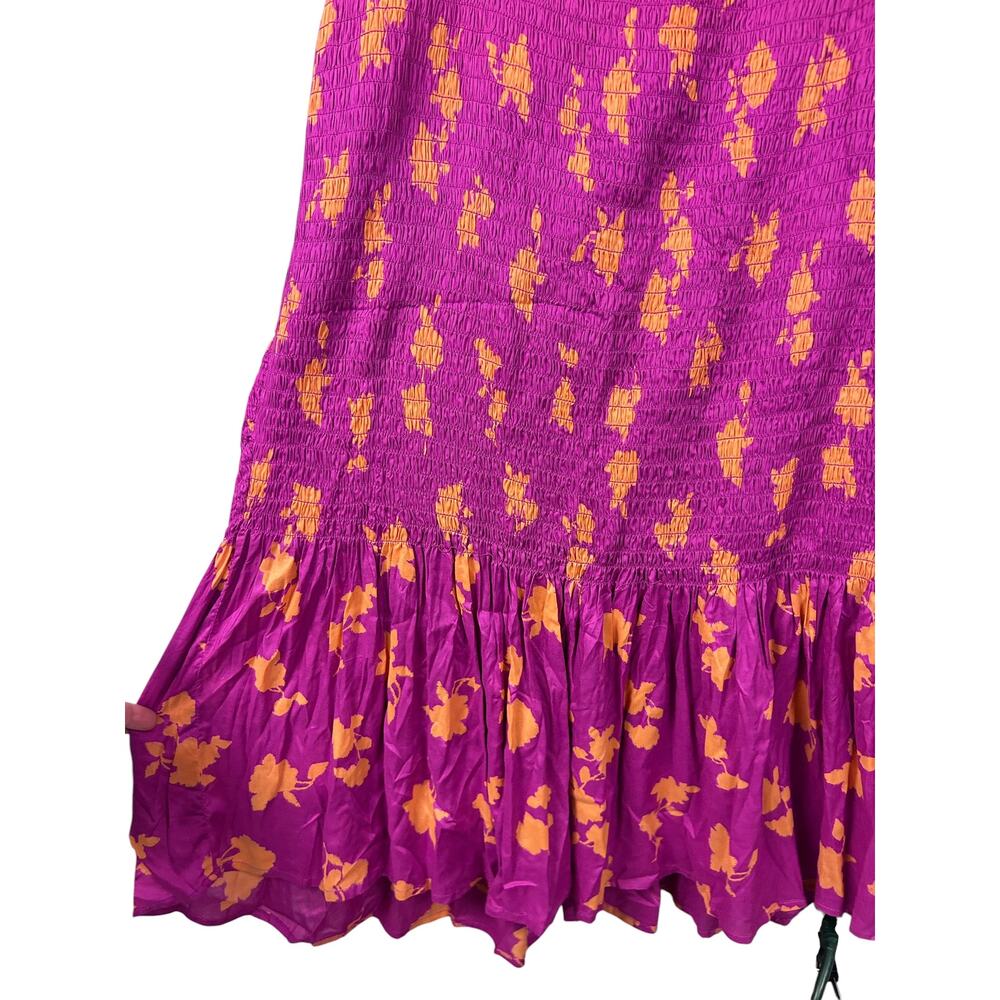 Anthropologie Purple Orange Floral Smocked Off The Shoulder Midi Dress XL NWT - Picture 8 of 8